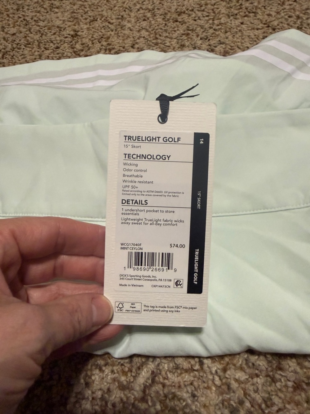 CALIA TrueLight Mint Golf Skort Womens Size 14 NWT - Picture 4 of 8
